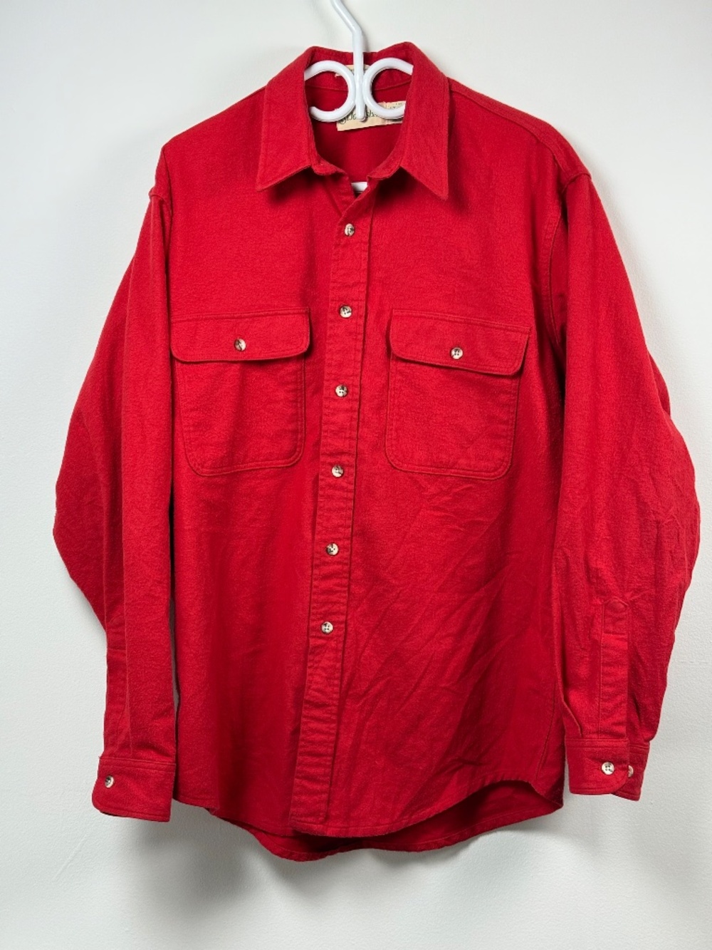 St John's Bay vintage Chamois Cloth Red Flannel Shirt size LT made in usa